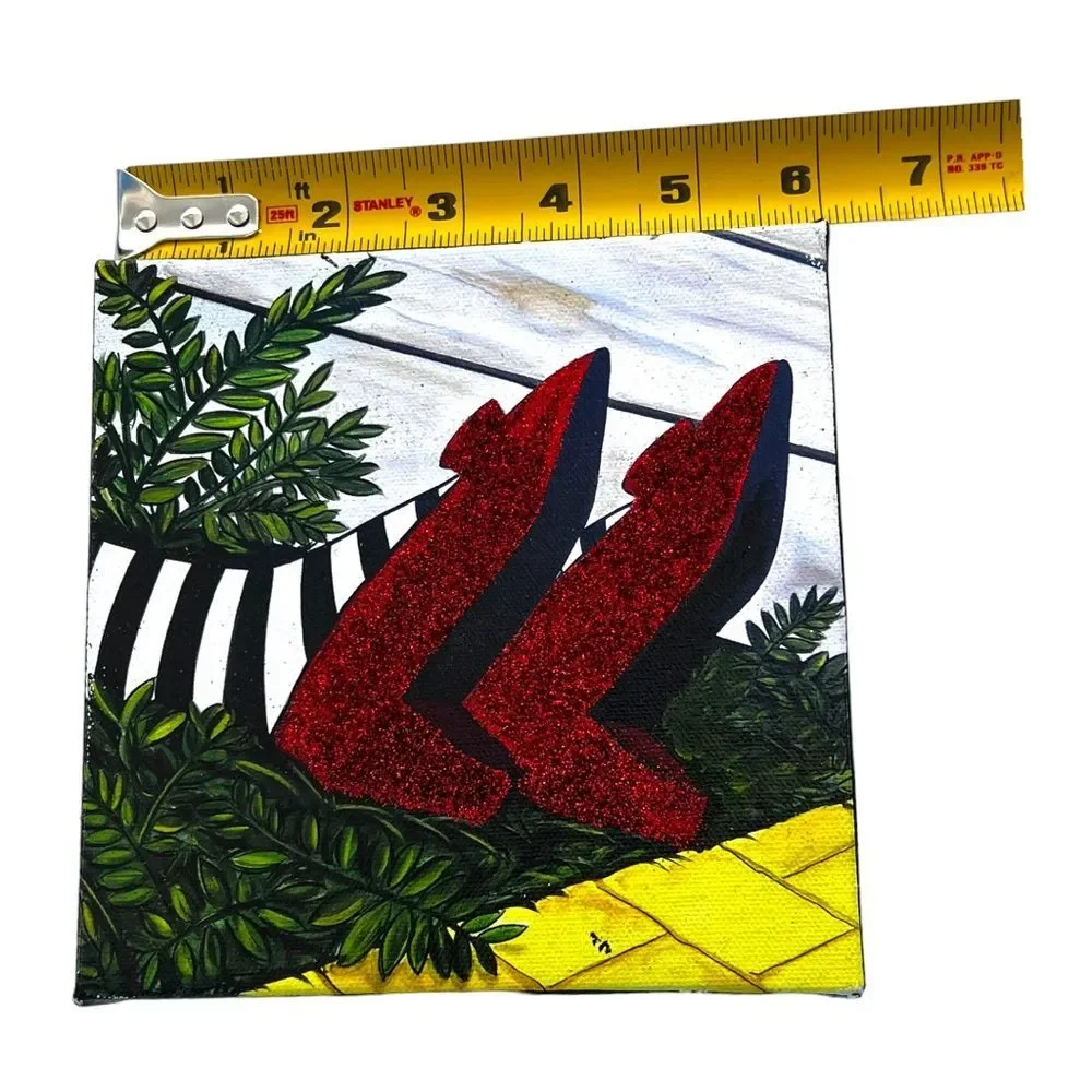 DOROTHY’S RUBY SLIPPERS WIZARD OF OZ SIGNED EMBELLISHED GICLEE ON CANVAS 6”x6” - Picture 10 of 15